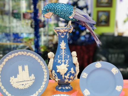 Блюдца для сервировки голубой фарфор 14-17-21см