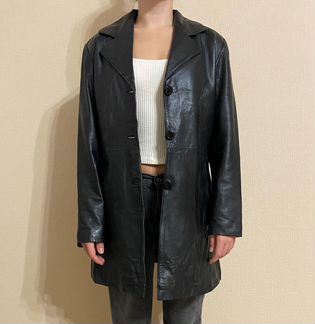 Винтажный кожаный тренч